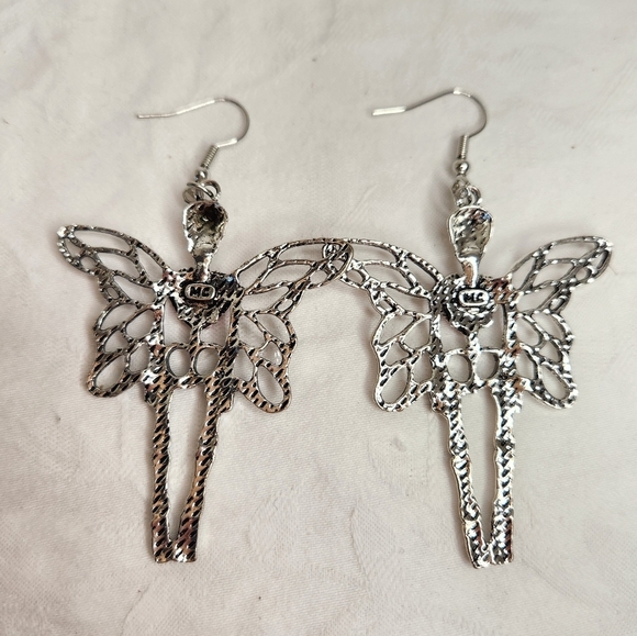Skeleton Fairy Heart Earrings - Picture 3 of 4